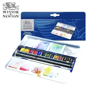 Winsor & Newton Cotman Water Colours Cakes  สีน้ำก้อน คอทแมน 12 สี ชุด BLUE BOX