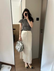 กระโปรงทรงเอผ้าซาตินทรงตรงทรงเอผ้าอะซิเตทกระโปรงทรงเอทรงสลิมฟิตสำหรับฤดูร้อนใหม่