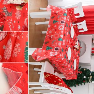 VIKAMA Giáng Sinh Bông Tuyết & Hươu In Hình Khăn Trải Bàn Tiệc Lễ Hội Nhà Bếp Trang Trí Bàn Ăn Có Thể Giặt Bằng Máy Chống Thấm Nước Phong Cách Mỹ