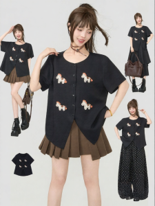 KEIKO | Vintage Fun Embroidered Horse T-Shirt Summer Casual
