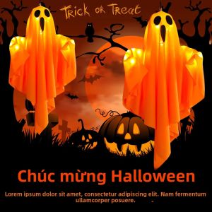 Đèn LED Ma Quái Treo Trang Trí Halloween Đèn Vải Chống Nước Cho Sân Vườn Tiệc Tại Nhà Ánh Sáng Xung Quanh