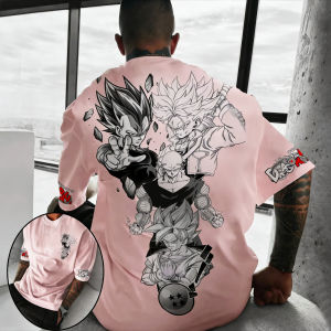 Bandai | Dragon Ball Anime Cotton T-shirt 2026 Summer New Front and Back Printed Men and Women Street Hip-hop Casual Short Sleeved Top