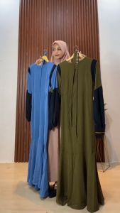Demore Maxy Zelva Dress Duyung simple Muslim Wanita Polos Crincle By Demore