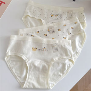 Antibacterial Cotton Underwear Extended Crotch Triangle Pants Womens mid Waist Large Size Pure Cotton Youth Printed Briefs