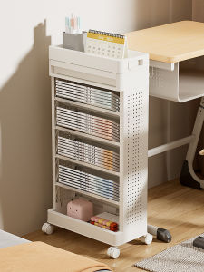 Multi-Layer Floor-standing Bookshelf Classroom Student Desk Side Storage Rack Mobile Stationery Organizer PP Material Universal