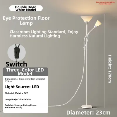 Standing Led Floor Lamp Adjustable Brightness Remote Control Bedside Living Room Bedroom Study Creative Warm Modern Iron Lampshade