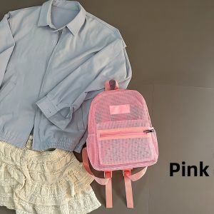 Japanese Style Mesh Transparent Backpack Lightweight Breathable Mens 2025 New Large Capacity Casual Simple School Bag