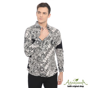 AT1D Agrapana Original Priya Hem Kemeja Baju Batik Pria Terbaru Couple Pasangan Lengan Panjang Cowok Slimfit Modern Pekalongan Kapel Anak Muda Mewah Dewasa Kondangan Asli Laki laki Slim Fit Kerja Premium Ori
