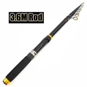 1.8m-3.6m Carbon Fiber Fishing Rod Short Pocket Portable Spinning Rod Lure Pole Telescopic Carp Trout Beach Fish Rods