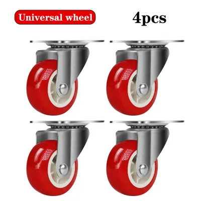 2 ⁄ 4 Quiet Small Casters Universal Wheels 1.97 Rotating Casters Red Fixed Wheels for Wheelbarrows Furniture Project Carts