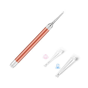 Baby Ear Cleaner Spoon LED Flash Light Ear Wax Curette Picker Visual Children Earpick Eer Wax Dig Remover Nose 2pc siliconespoon