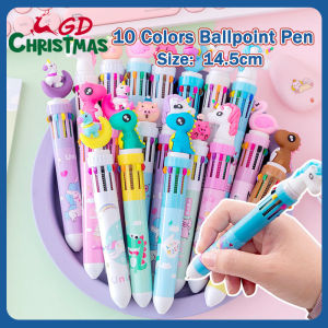 GD Christmas 10 Colors Ballpoint Pen: A Cute Animal Office Stationery Set