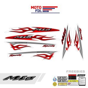 Stiker Striping Decal Body Motor Yamaha Mio Sporty Atau Smile Edisi Api Dasar Putih