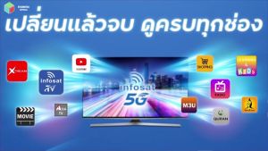 New!! INFOSAT รุ่น HD-Q168 2024 + เสา WIFI INFOSAT รุ่น V.3 + สาย AV เข้า3 ออก3 กล่องทีวีดาวเทียมระบบไฮบริด
