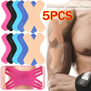 5Pcs X-type Anti-strain Muscle Tape Kinesiology Elastic Therapeutic Sports Protection Patch Men Women Knee Shoulder Elbow Breathable Sticker