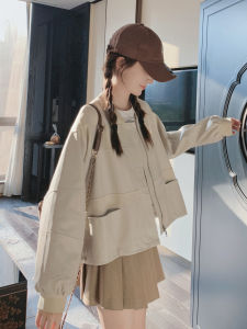 Mica Beige Short Casual Style Womens Jacket Slimming Simple Design Autumn New Arrival Fashion Outerwear for Small Figures