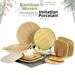 Bamboo-look Melamine Dining Dish Shatterproof