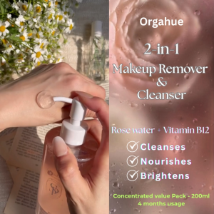 Orgahue Vitamin Rose Cleanser 200ml | 2-in-1 Makeup Remover Face Wash | Brightening | Nourishing