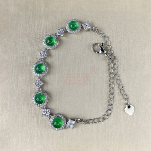 Natural Icy Chalcedony Bracelet Womens Emerald Fancy Easiest for Match Accessible Luxury Inlaid Gemstone Agate Bracelet Ornament