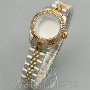 28mm Womens Watch Case Stainless Steel fluted Bezel Sapphire Glass Steel Strap Fit NH05 NH06 Movement Watch Parts