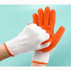2/12 pairs Rubber Gloves Cotton Working Gloves Thick Cotton glove Thick Cotton Glovesfor Construction Working Gloves Heavy Duty Construction Handling