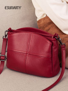 กระเป๋าสะพายไหล่หนังวัวแท้สำหรับผู้หญิง 2025 กระเป๋าสะพายข้างขนาดเล็กแบบสะพายข้าง กระเป๋าหนังวัวทรงหอยแบบเรียบง่าย กระเป๋าสะพายข้างหนังวัวแท้