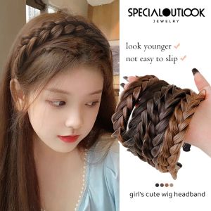 [YAN K] Korean Braided Wig Headband for Womens Multicolor Headwear Fishbone Braid Hairband Hair Accessories
