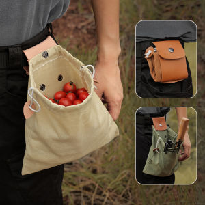 Outdoor Foraging Bag Fruit Picking Canvas Foldable Waist Bag Tool Organizer Durable Portable Sack for Camping Hiking