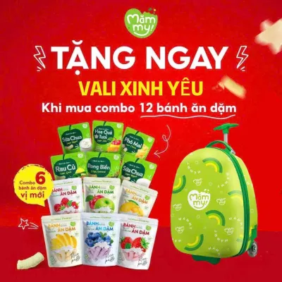 [Tặng Vali khi mua 12 Bịch bánh ] Bánh ăn dặm Mămmy 12 Vị bổ dung dinh dưỡng hòa tan trong miệng giúp bé tiêu hóa
