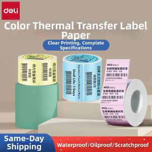 deli | Color Thermal Label Paper Waterproof Greaseproof Tear Resistant Sticker for Supermarket Product Pricing Bakery Qualification Barcodes