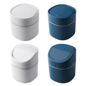 【New Arrival】 Mini Trash Can with Lid Plastic Desktop Trash Bin Nordic Style Rubbish Can Removable Lid for Office Desk Bathroom Vanity