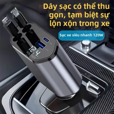 imobile | Đầu Adapt Sạc Xe Hơi 4 Cổng Siêu Nhanh 120W Có Đèn RGB
