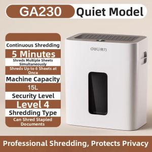 deli | Low Noise 4-Level Security Staples-Compatible Paper Shredder 15L