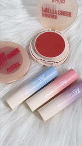 Ashley Shine 2-Piece Makeup Set - VelvetLong-Lasting Blusher & Highlighter with Mirrorand Brush Brilliant Lip Balm with Fruit Essence- Hydrating Moisturizing Deeply NourishingLip Care Cosmetic Makeup AS9092
