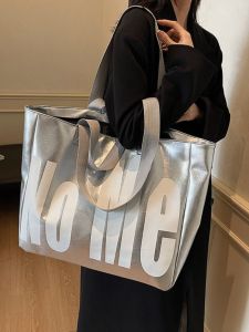 Large Capacity Letter Print Tote Bag Single Shoulder Shopping Bag Fashionable Korean Style Park Dance Handbag for Outdoor Use