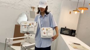 กระเป๋าสะพายข้าง ร่างกายดี ผ้าแคนวาส เป้าหมาย: ความจุขและจุของได้เยอะ