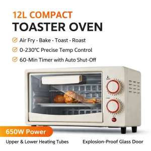 Oven Toaster 12L Stainless Steel Compact Air Fryer Multi-Function Baking Toasting Roasting Reheat Small Kitchen Oven