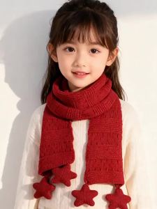 Red Winter Warm Star Fringe Scarf