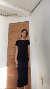 CLOTHINGHUB Slimming Julia Dress Maxi Hot Dresses Style Plain Short Sleeve Knitted Nylon Material