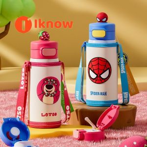 I know Disney Kids Insulated 316 Stainless Steel Water Bottle Cute & Stylish Design for Students Portable with Flip Lid and Dual Drinking Options