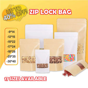 Wahaha 50PCS Kraft Paper Zip Lock Bag Food Resealable Packaging Paper Bag Doorgift Waterproof Cookies Bakery Pocket Beg Kraft