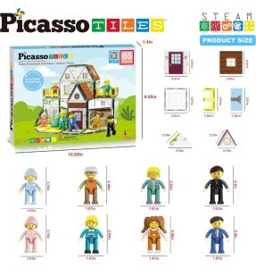 PicassoTiles Magnet Tile Building Block Family Homestead Doll House Magnetic Tiles STEM