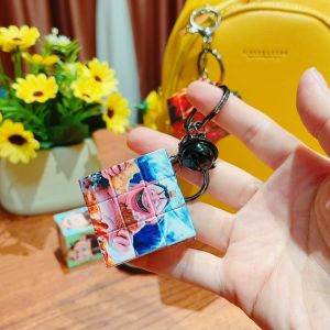 พวงกุญแจรถ น่ารัก นาจา กระดุมกุญแจ รูบิคส์คิวบ์ เป็นเครื่องประดับ