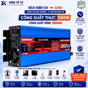 Kích Điện 12V Lên 220V 3000W SUNCHONGLIC SAA-3000A - Bộ Đổi Nguồn Inverter Chính Hãng