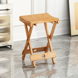 Foldable Bamboo Small Stool Portable Fishing Shoe Changing Simple Backless Chair Modern Minimalist Style Adult Suitable