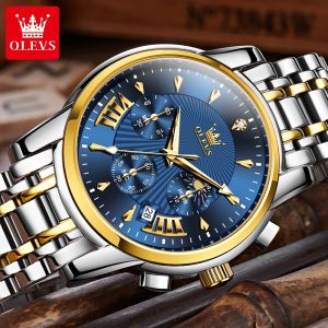 OLEVS Hot Sale！ watch for men brand original waterproof movement elegant luxury stainless steel strap multifunction chronograph