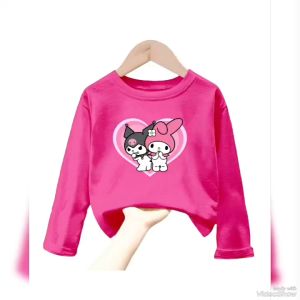 Atasan Kaos Anak Perempuan Lengan Panjang KUROMI & MELODY Untuk Usia 1-12 Thn