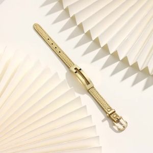 Luxury Leather Bracelet for Women Men Adjustable Double Wrap Wristband with Gold Plated Buckle Fashion Jewelry Multiple Colors