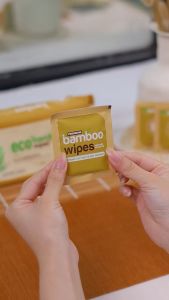 [QT2] QUÀ TẶNG KHÔNG BÁN_ Khăn ướt vải sợi tre kháng khuẩn EcoBamboo 1 tờ travel size