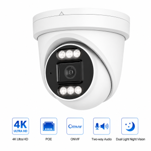 PoE Security IP Camera Dome Indoor 4MP/5MP/4K for Option Surveillance Camera Dual Light Night Vision Two-Way Talk Onvif With NVR